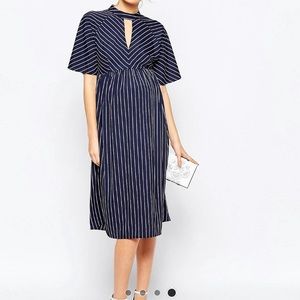 ASOS Maternity Woven Midi Dress In Stripe